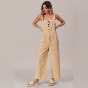 BiBi Tan Jumpsuit with Button Detail